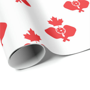 Papel De Regalo Patrón de picnic canadiense blanco y rojo