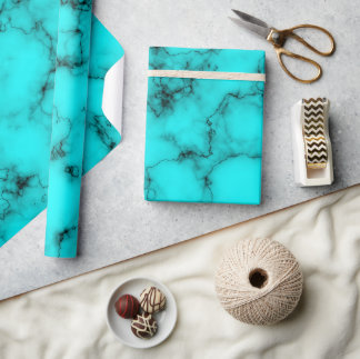 Papel De Regalo Patrón de piedra venosa de agate azul turquesa