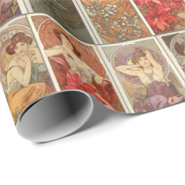 Papel De Regalo Patrón de piedras preciosas de Art Nouveau Mucha