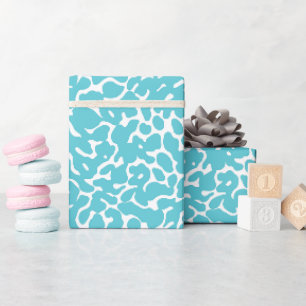 Papel De Regalo Patrón de piel de leopardo acuático azul brillante