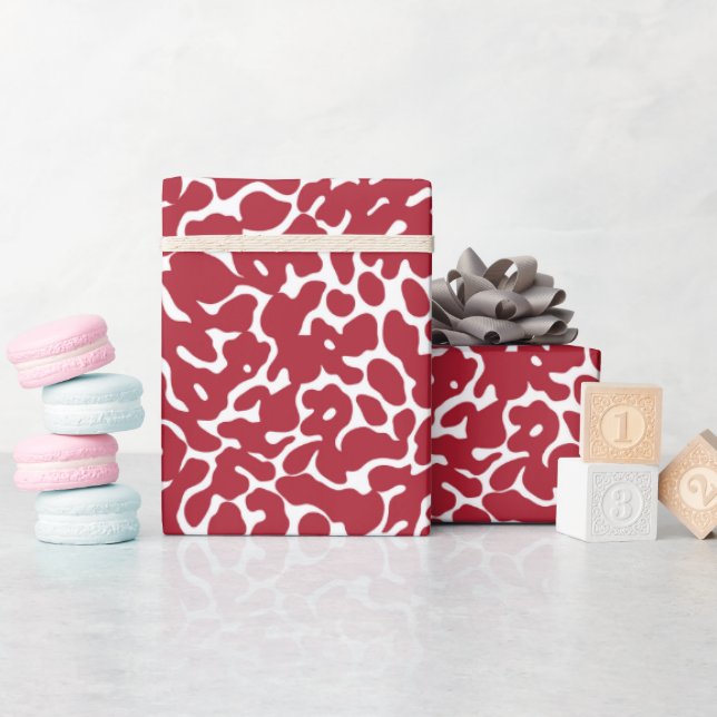 Papel De Regalo Patrón de piel de leopardo rojo navidades (Baby Shower)