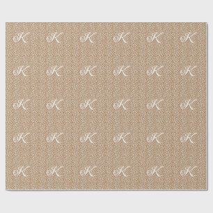 Papel De Regalo Patrón de piel de pantera de monograma nombre letr