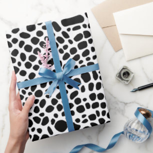 Papel De Regalo Patrón De Piel Oragnica Psicodélica Negra Y Blanca