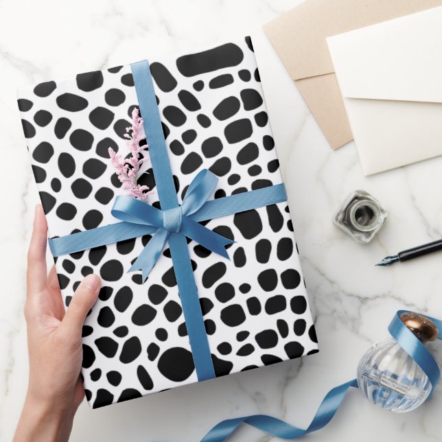 Papel De Regalo Patrón De Piel Oragnica Psicodélica Negra Y Blanca (Regalar)