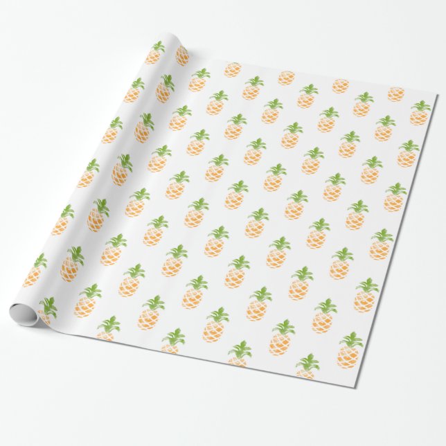 Papel De Regalo Patrón de piña acuarela (Desenrollado)
