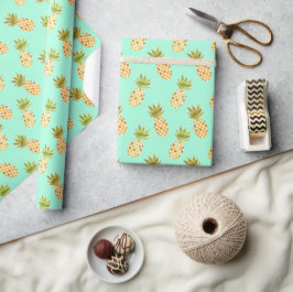 Papel De Regalo Patrón de piña de acuarela tropical