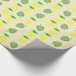 Papel De Regalo Patrón de piña de verano tropical y hojas de palma