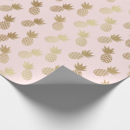 Papel De Regalo Patrón de piña dorada