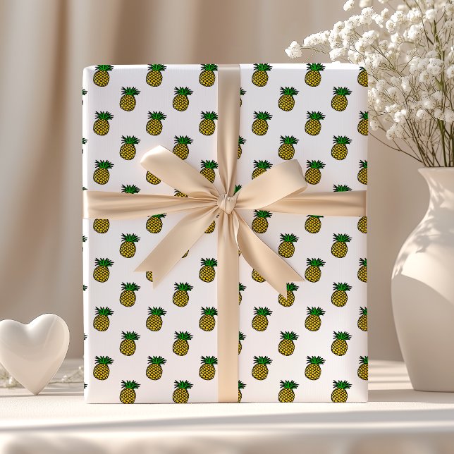 Papel De Regalo Patrón de piñas de frutas tropicales de verano (Subido por el creador)