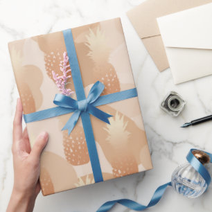 Papel De Regalo Patrón de Piñas Doradas