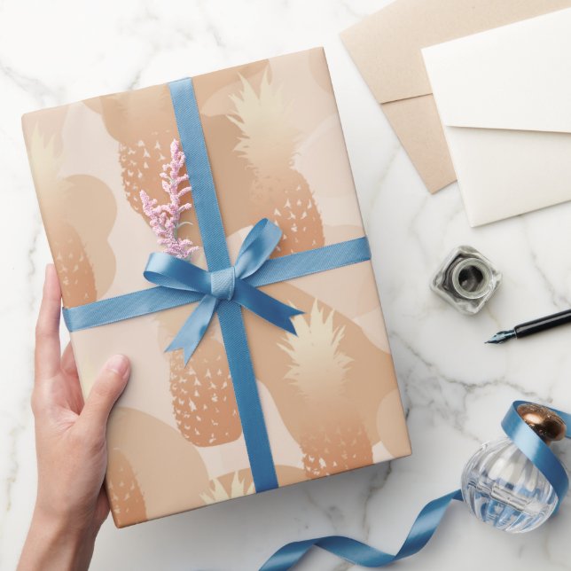 Papel De Regalo Patrón de Piñas Doradas (Regalar)