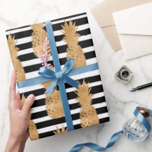 Papel De Regalo Patrón de Piñas Doradas Tropical 