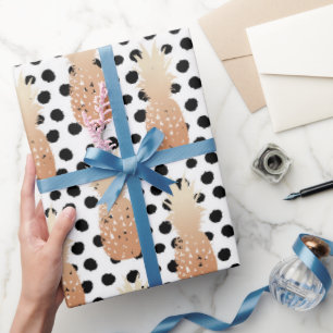 Papel De Regalo Patrón de Piñas Doradas Tropical