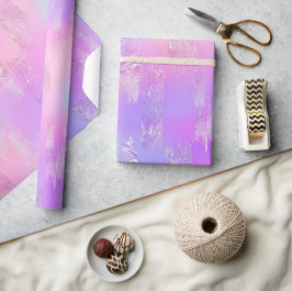 Papel De Regalo Patrón de pinceladas iridiscentes rosa y púrpura