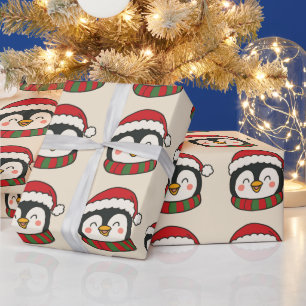 Papel De Regalo Patrón de pingüino lindo Navidad Fiesta