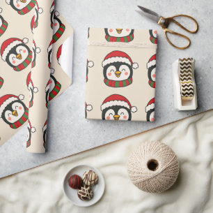Papel De Regalo Patrón de pingüino lindo Navidad Fiesta