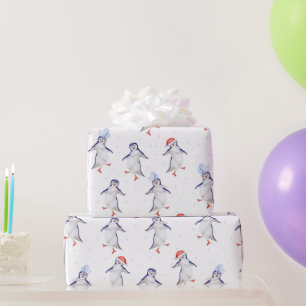Papel De Regalo Patrón de pingüinos de baile de corte navidad