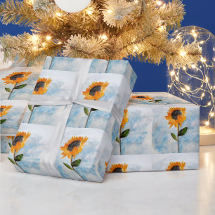 Papel De Regalo Patrón de pintura de girasol acuarela