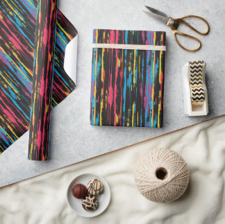 Papel De Regalo Patrón de pintura de goteo negrita en negro