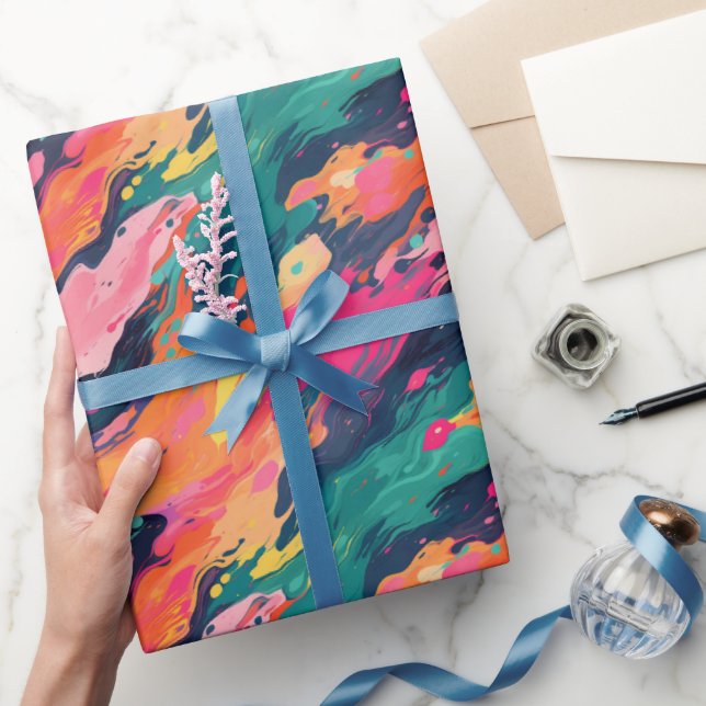Papel De Regalo Patrón de pintura húmeda colorida (Regalar)