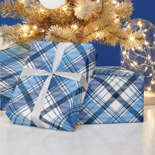 Papel De Regalo Patrón de pinza azul y blanco clásico