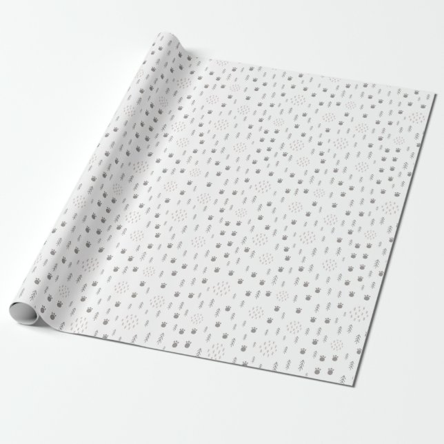 Papel De Regalo Patrón de pista de animales de Woodland (Desenrollado)
