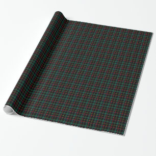 Papel De Regalo Patrón de placas de tartán verde y negro
