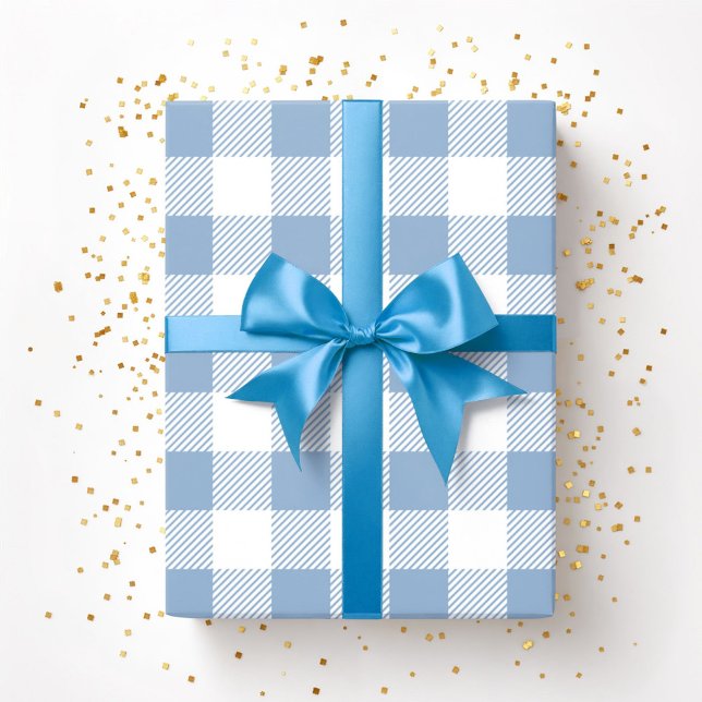 Papel De Regalo Patrón de plástico blanco azul en polvo (Powder Blue White Plaid Pattern Wrapping Paper)