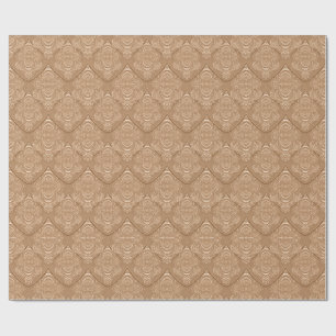 Papel De Regalo Patrón de pluma Art Nouveau en naranja claro