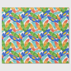 Papel De Regalo Patrón de pluma de acuarela vibrante — Arte abstra