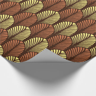 Papel De Regalo Patrón de plumas Art Deco, marrón oscuro y roya