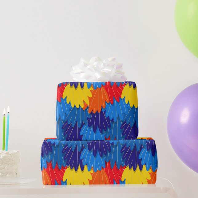 Papel De Regalo Patrón de plumas de loro Macao (Regalos de fiesta)