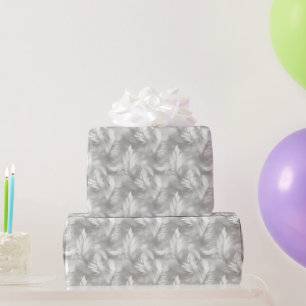 Papel De Regalo Patrón de plumas grises y blancas nupciales