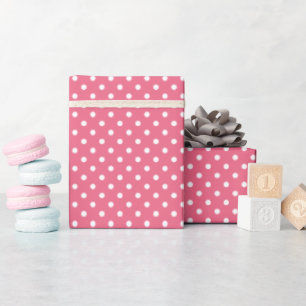 Papel De Regalo Patrón de polkadots blancos rosados y con vaina de