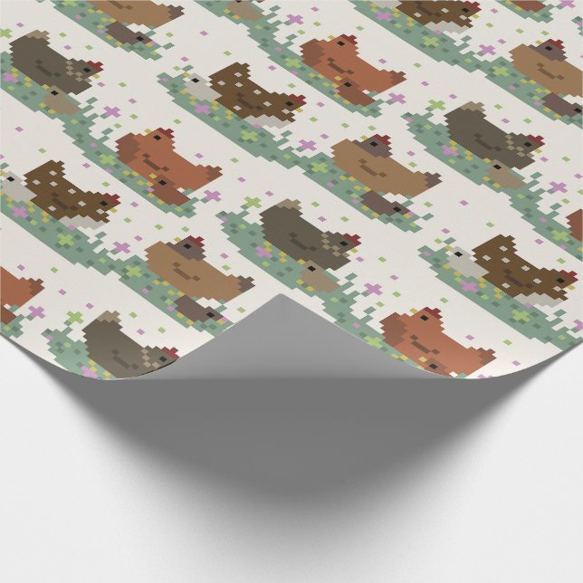 Papel De Regalo Patrón de pollitos pixel adorables (Esquina)