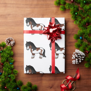 Papel De Regalo Patrón de pony de dibujos animados Shetland Pinto