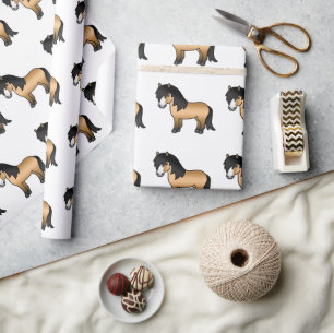Papel De Regalo Patrón de Pony Personalizado de Buckskin Shetland