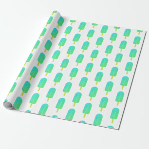 Papel De Regalo Patrón de Popsicles Cuadros Ombre Verde/Turquesa