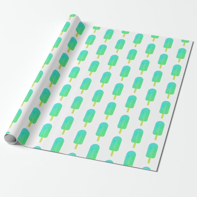 Papel De Regalo Patrón de Popsicles Cuadros Ombre Verde/Turquesa (Desenrollado)
