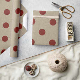 Papel De Regalo Patrón de punto de la pólka de Burlap Rojo Rústico