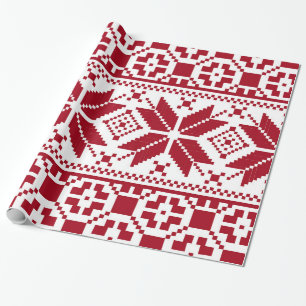 Papel De Regalo Patrón de punto de Navidad rojo y blanco