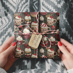 Papel De Regalo Patrón de punto de pezuña de árbol de Navidad de c