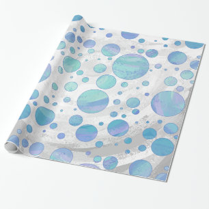 Papel De Regalo Patrón de punto de polka azul glaciar