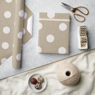 Papel De Regalo Patrón de punto de polka burlap de imitación blanc