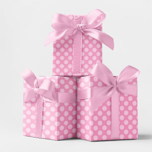 Papel De Regalo Patrón de punto de polka monocromo rosado