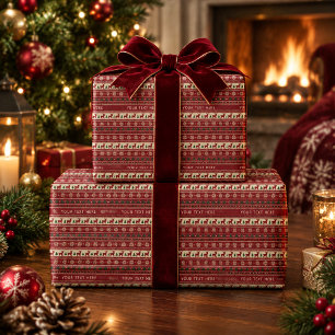 Papel De Regalo Patrón de punto Fair Isle de texto personalizado p