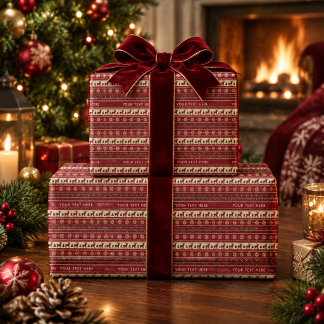 Papel De Regalo Patrón de punto Fair Isle de texto personalizado p