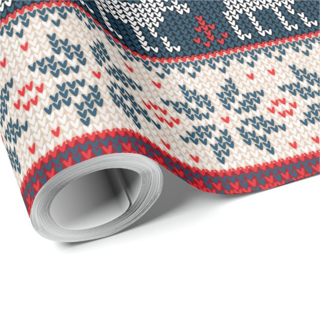 Papel De Regalo Patrón de punto falso de Navidad (Esquina del rollo)
