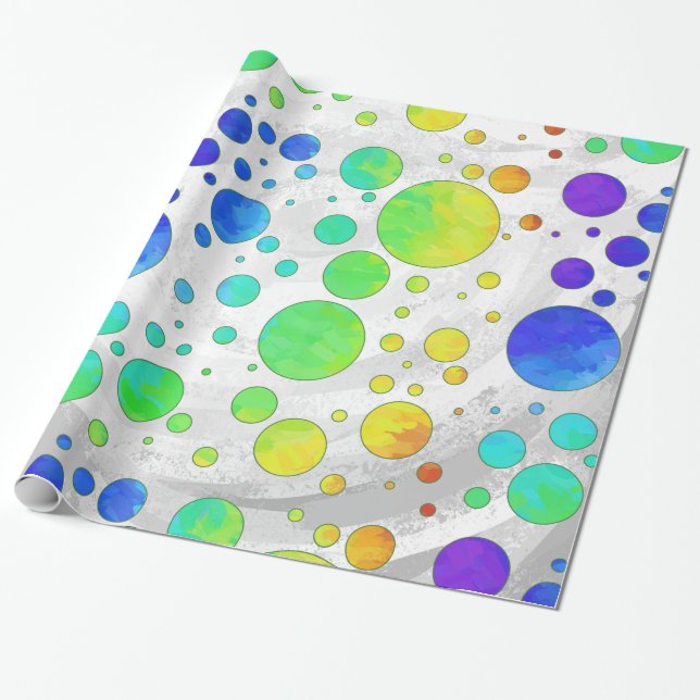 Papel De Regalo Patrón de punto Icy Polka Rainbow (Desenrollado)