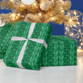 Papel De Regalo Patrón de punto lanudo de invierno verde